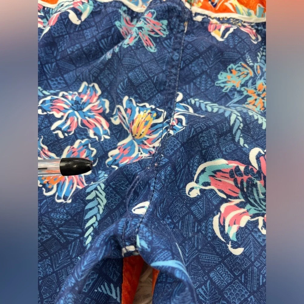 Tommy Bahama Kids Boys Orange Blue Floral Swim Trunks Size Medium